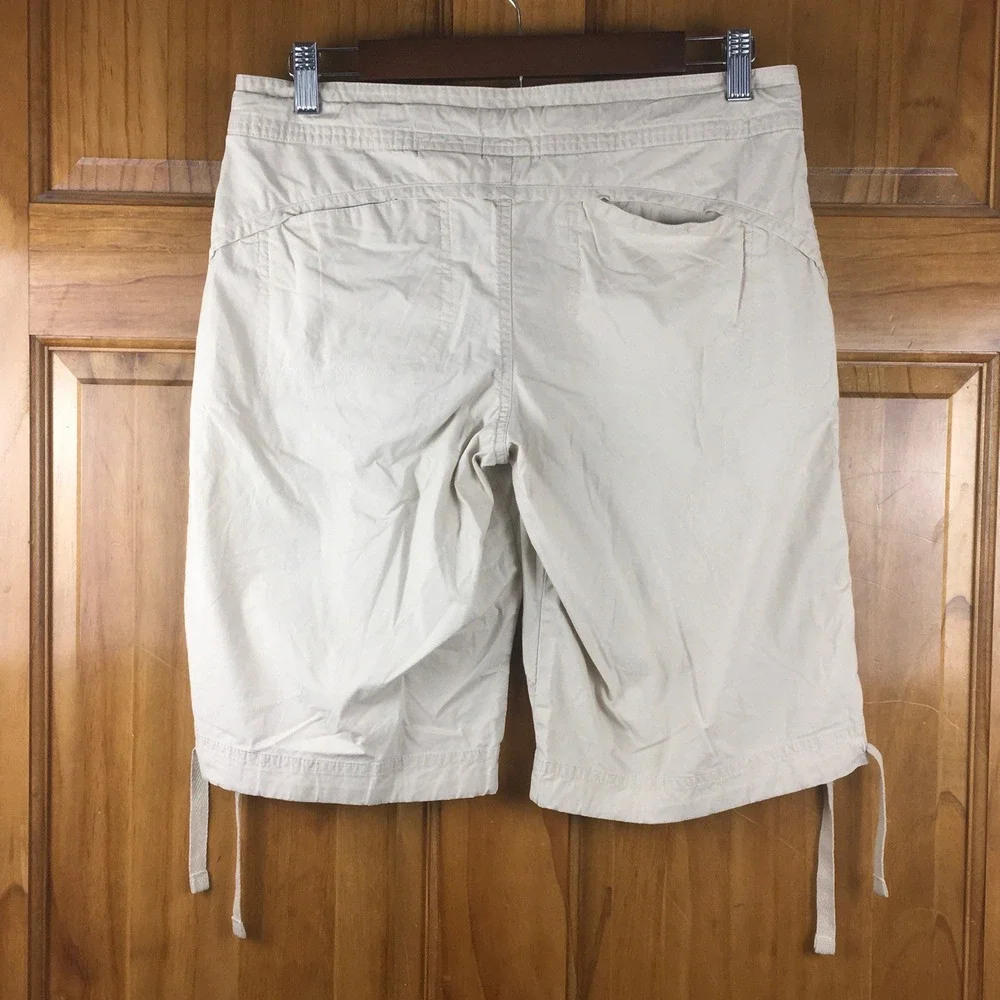 Nike Womens Tan Khaki Shorts Drawstring Sz Small S 4-6 Cotton Blend